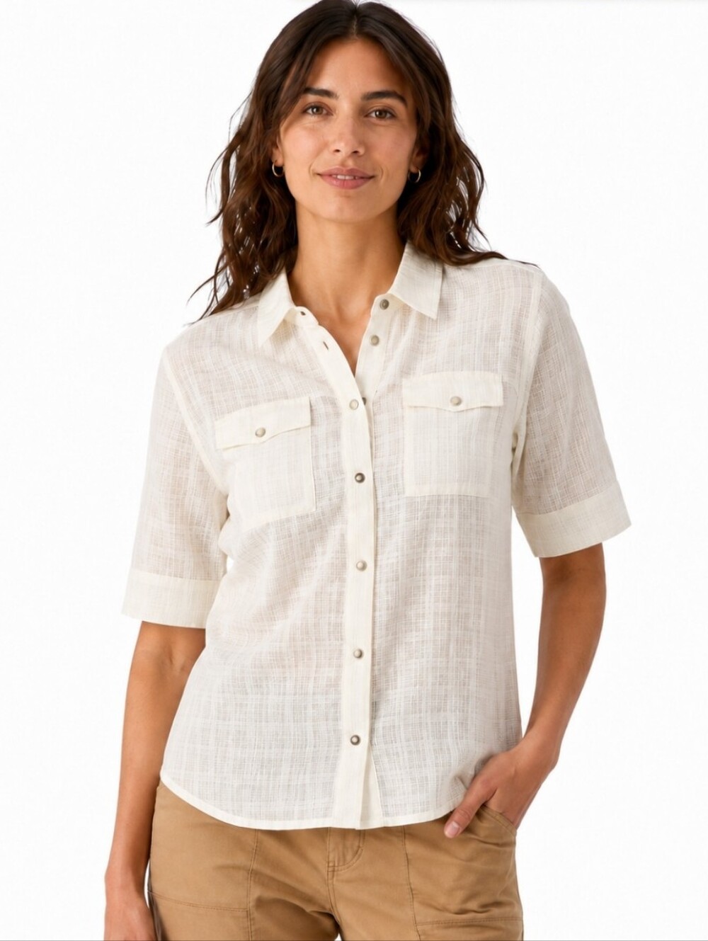 Rare Patagonia 2000s White Semi Sheer Textured Shirt Beach Travel Top
